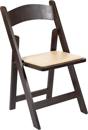Miniatura 3 de EMMA + OLIVER Silla plegable de madera de chocolate con asiento acolchado de vinilo desmontable