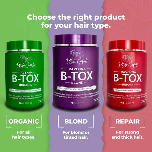 Miniatura 7 de I Belli Capelli Tratamiento Ravenna B-tox para cabello rubio, 35.2 oz (1kg) - Sin formaldehído, acción anti-encrespamiento, suavizante, hidratación