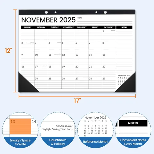 Miniatura 2 de SUNEE Calendario de escritorio 2026, 3 paquetes, calendario de 18 meses, octubre de 2025 a marzo de 2027, calendario de escritorio de 17 x 12