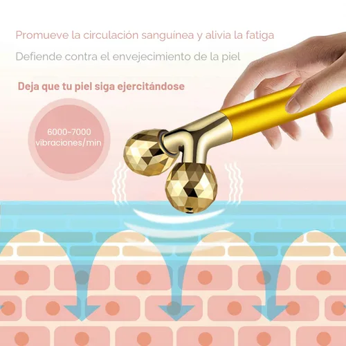 Miniatura 3 de Rodillo masajeador de cara Rodillo dorado 3D Rodillo facial eléctrico y rodillo facial en forma de T Kit masajeador Rodillos faciales