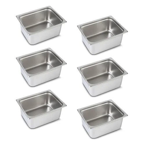 Miniatura 27 de Aplancee Sartenes de 1/2 hotel de 4 pulgadas de profundidad de acero inoxidable para alimentos, antiatascos, juego de 6 sartenes de mesa de vapor