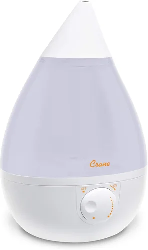 Miniatura 11 de Crane Humidificador ultrasónico de niebla fría en forma de lágrima, tanque grande de 1 galón, apagado automático, humidificadores de bebé para Gris