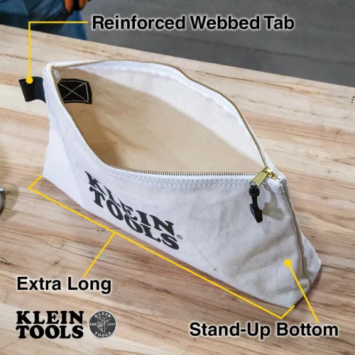 Miniatura 2 de KLEIN TOOLS 62042 - Bolsa con cremallera de 16 pulgadas, extra larga, lona No. 10, bolsa de herramientas resistente, parte inferior de pie de 3