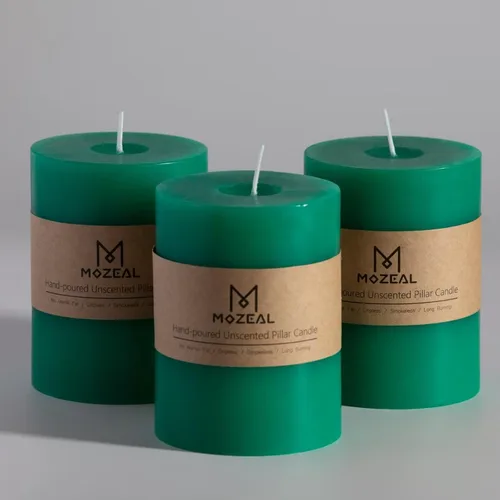 Miniatura 57 de MOZEAL Velas grandes sin perfume vertidas a mano de 3 x 8 pulgadas, sin humo, juego de 2, combustión lenta, sin goteo, aproximadamente 150 horas