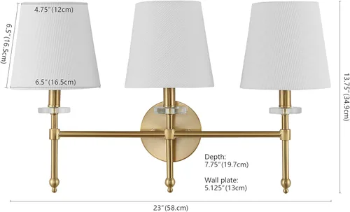 Miniatura 3 de JONATHAN Y Aplique de pared LED moderno de latón dorado de 23 pulgadas, luz de tocador de mediados de siglo para decoración de baño, dormitorio