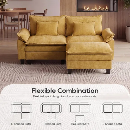 Miniatura 3 de URRED Sofá modular de gran tamaño, 87 pulgadas en forma de L, moderno y cómodo sofá nube con otomana móvil y almohadas, sofás de asiento profundo