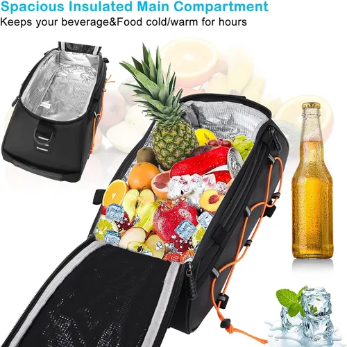 Miniatura 3 de MOSISO Bolsa para Portabicicletas con 2 Alforjas Extraíbles, Bolsa de Mano Refrigeradora Impermeable para Maletero de Bicicleta con Almacenamiento