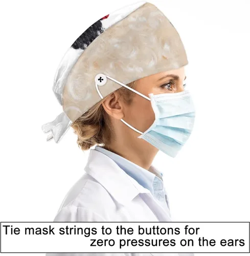Miniatura 2 de Gorra médica con patrón de textura fresca con botones ajustables para mujer