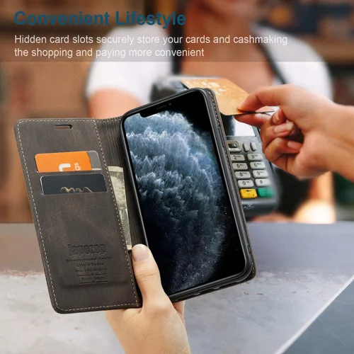 Miniatura 8 de japezop Funda tipo cartera para iPhone 11 Pro Max con tarjetero [bloqueo RFID], funda magnética de cuero con tapa para iPhone 11 Pro Max de 6.5 Café