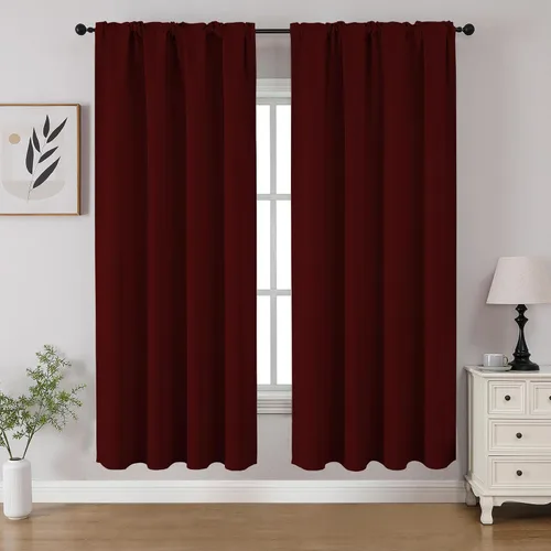 Miniatura 69 de CUCRAF - Cortinas opacas beige de 45 pulgadas, juego de 2 paneles con bolsillo para barra, cortinas para oscurecer dormitorios y sala de estar