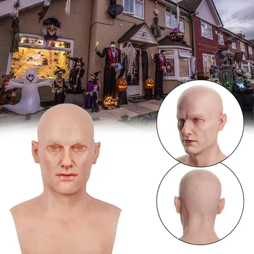 Miniatura 4 de Cubierta realista de silicona para la cabeza de anciano, casco de látex novedoso para Halloween, cosplay, fiesta, baile de máscaras, accesorios