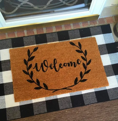 Miniatura 4 de LEVINIS - Alfombra de cuadros de búfalo de 43.3" × 27.6", alfombra de algodón tejida a mano para exteriores, para porche, casa de campo, tapetes