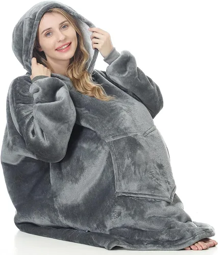 Manta con capucha de gran tamaño, sudadera de manta portátil, forro polar sherpa ultra suave, cómoda sudadera con capucha