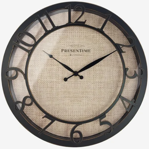 Miniatura 14 de Presentime & Co - Reloj de pared de la serie Farmhouse de 21 pulgadas, estilo Shiplap, número arábigo 3D elevado, acabado galvanizado. Decoración