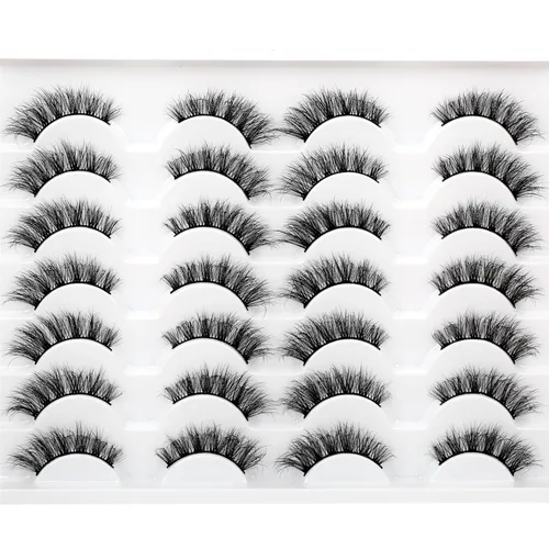 Miniatura 348 de Pooplunch - Pestañas postizas finas de visón sintético, estilo ojo de gato, naturales, cruzadas, tipo racimo, efecto 8D de volumen, tiras