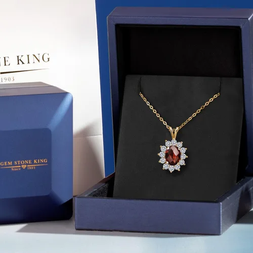 Miniatura 85 de Gem Stone King Collar con piedra natal ovalada de plata chapada en oro amarillo de 18 quilates, ovalado de 0.315 x 0.236 in, collares con colgante