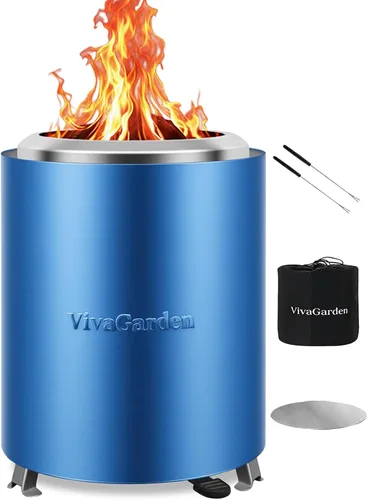 Miniatura 10 de Hoguera Portátil de Mesa, Hoguera de Mesa Sin Humo VivaGarden, Estufa de Leña y Pellets para Acampar al Aire Libre con Bolsa de Transporte, Negro