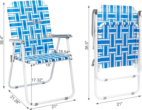 Miniatura 3 de Outvita Juego de 2 sillas de césped de malla para patio, sillas plegables de metal para patio, sillas estables de acero al aire libre para camping
