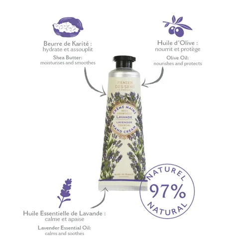 Miniatura 7 de Panier des Sens - Set Mini de Crema para Manos - Cumpleaños, Regalos para Mujeres - Crema Natural para Manos de Rosa, Lavanda, Verbena - Ideas