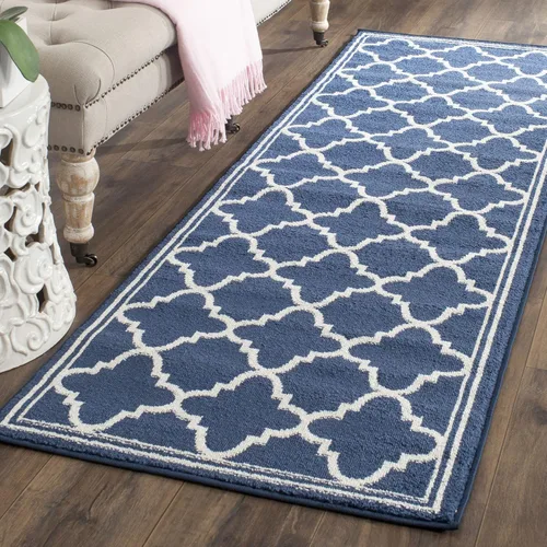 Miniatura 14 de Safavieh Amherst Collection AMT422B - Alfombra para interiores y exteriores, color gris claro y beige Azul marino/beige