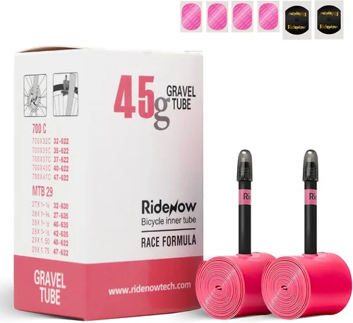 RideNow TPU Road Bike Inner Tube, 2 Pack Gravel Bike Tube 700 x 32C-47C with 45mm/65mm/85mm Presta Valves, Ultra-Light Puncture Resistant Bicycle