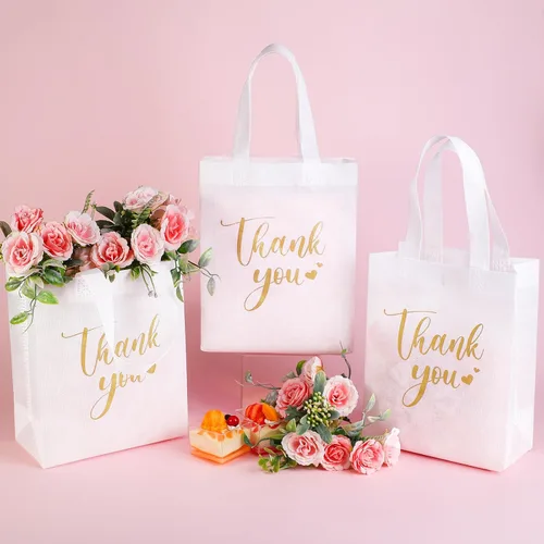 Miniatura 4 de Sweetude 30 bolsas de regalo de agradecimiento con asas, reutilizables, no tejidas, plegables, a granel, para graduación, apreciación del profesor