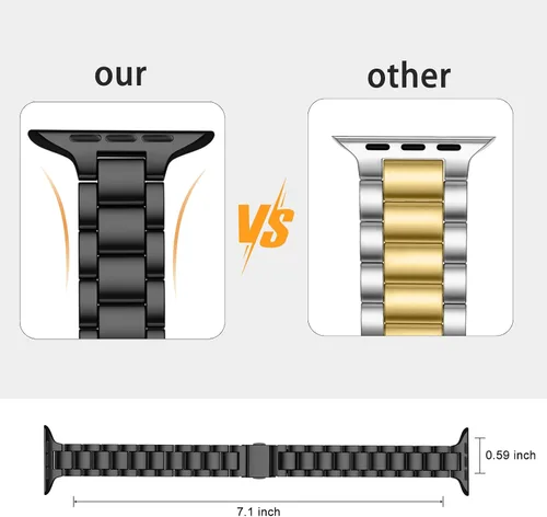 Miniatura 4 de Lenrao Correas delgadas de acero inoxidable compatibles con Apple Watch de 38mm 40mm 41mm 42mm 44mm 45mm 46mm para mujeres, correas de metal