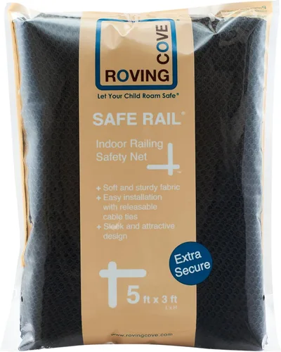 Miniatura 8 de Roving Cove Protector de barandilla para escaleras, 5 x 3 pies, red de seguridad para barandillas para bebés, cubierta de escalera de seguridad
