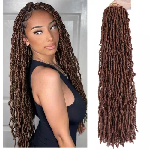Miniatura 60 de 6 Paquetes Soft Locs Cabello de Ganchillo Pre Looped Faux Locs Trenzas de Ganchillo Goddess Locs Dreadlocs Cabello Sintético Para Mujeres Negras 1b