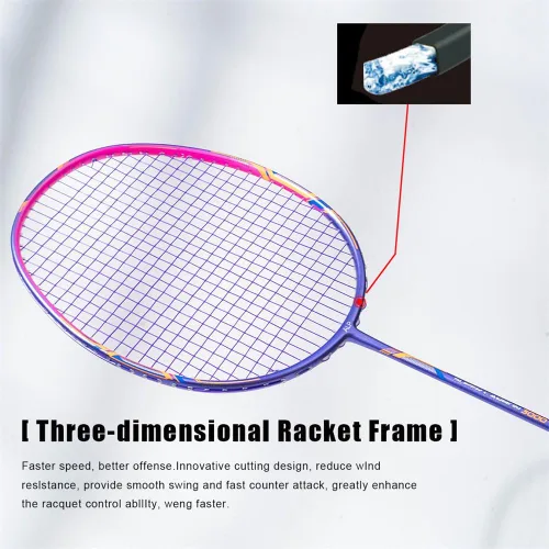 Miniatura 8 de Raqueta de bádminton de fibra de carbono 10U GJ 1.83 oz ultra ligera máxima 38 libras profesional principiante