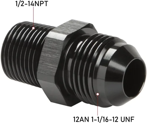 Miniatura 2 de 12AN macho flare a 1/2 NPT adaptador de montaje macho conector de unión recto aluminio negro
