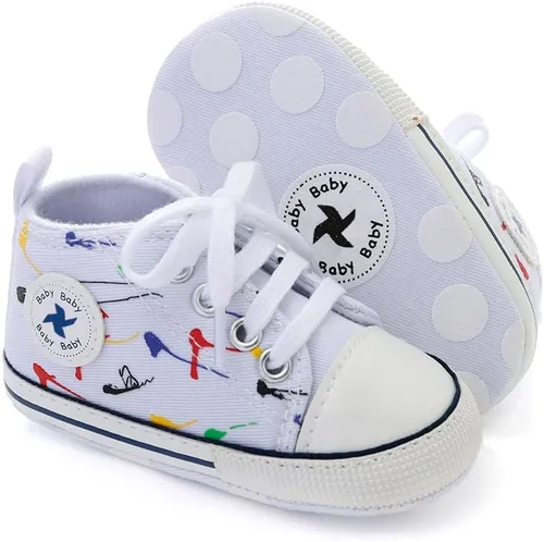 Miniatura 75 de Zapatos deportivos de lona de lona para bebés y niñas, suela antideslizante suave, suela antideslizante