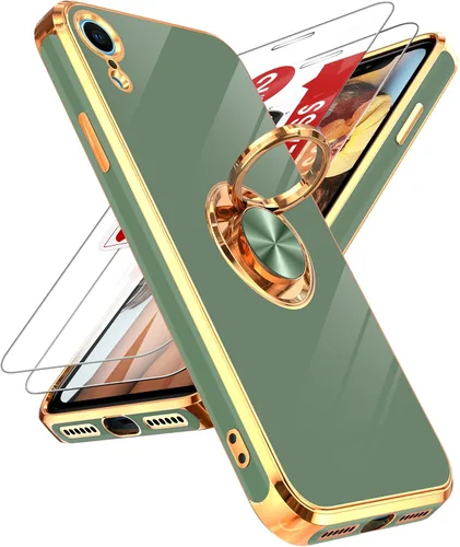 Miniatura 120 de LeYi Funda para Samsung Galaxy S22 Ultra con soporte de anillo giratorio de 360°, soporte magnético, chapado en oro rosa, borde protector para Negro