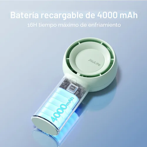 Miniatura 7 de JISULIFE Ventilador turbo portátil de mano [tiempo máximo de enfriamiento de 16 horas], 4000 mAh USB recargable personal con pilas Lash, ventilador