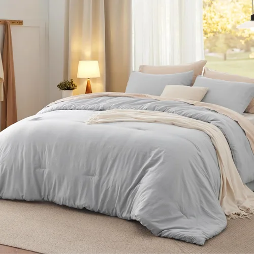 Miniatura 8 de Bedsure Juego edredón suave prelavado individual/individual XL, 365 días, cálido relleno alternativo GentleSoft™, 1 edredón ligero:68x88 pulgadas