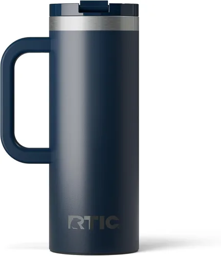 Miniatura 31 de RTIC - Taza de viaje para viajes de 16oz con tapa y asa, forrada en cerámica, aislada, de acero inoxidable, metálica, de doble pared con aislamiento