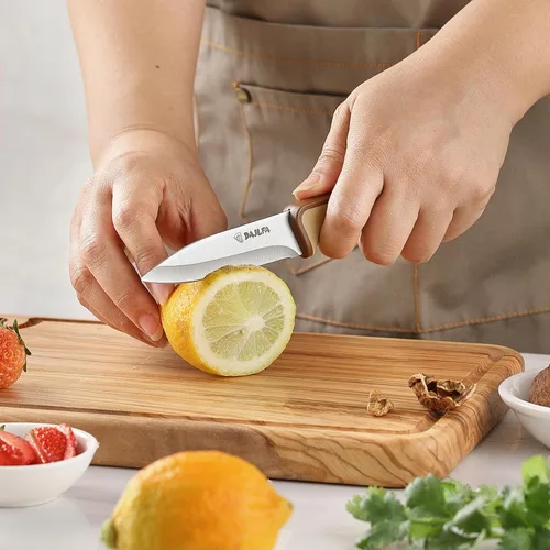 Miniatura 5 de 3 cuchillos de cocina, juego de cuchillos de acero inoxidable con funda, chef de 8 pulgadas, utilidad de 4.5 pulgadas y cuchillo de pelar de 4