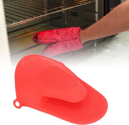 2 pares de guantes de silicona para horno, mini guantes de horno y mini manoplas de silicona antideslizantes para cocina, cocina y hornear (rojo)