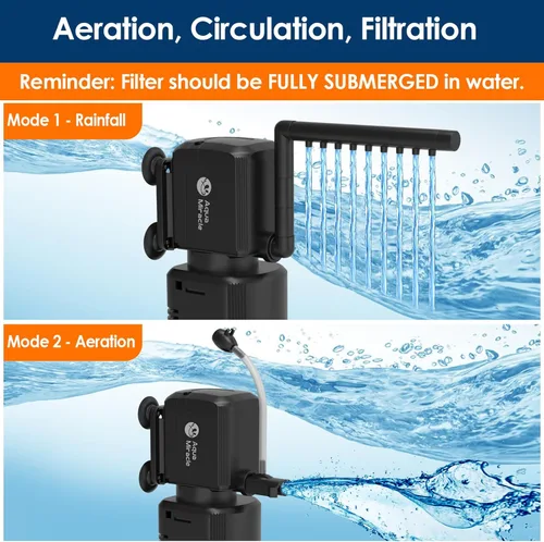Miniatura 6 de AquaMiracle Filtro de acuario con luz U - V y esponja de filtro, filtro de tanque de peces con temporizador para agua verde, filtro de tortuga
