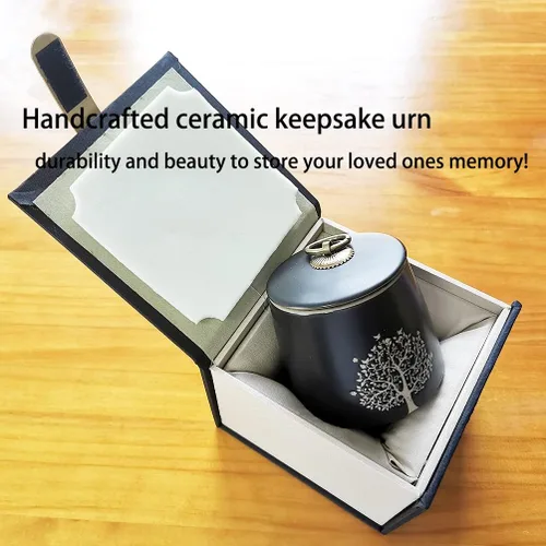 Miniatura 2 de Urnas de cremación pequeñas para cenizas humanas, adultos, macho, hembra, árbol de la vida, urnas decorativas negras, mini urna para mascotas