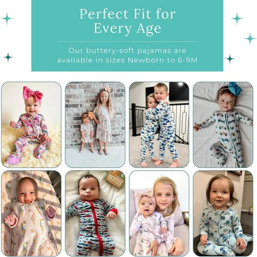 Miniatura 7 de Posh Peanut Pijama con pies para bebé, viscosa suave hecha de bambú con cremallera de 2 vías y mamelucos