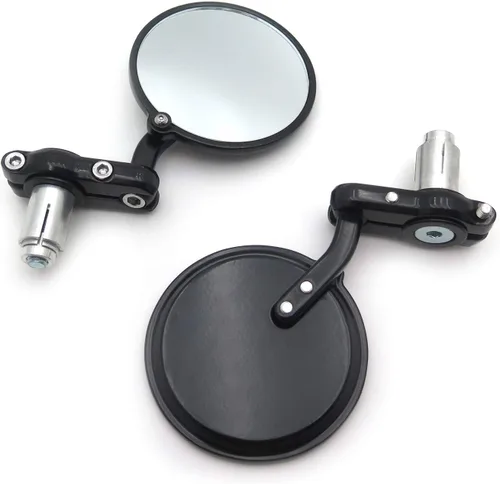 SMT-Espejo redondo de aluminio negro con extremo de barra de 7/8 pulgadas, compatible con Cafe Racer Clubman CB XS KZ GS [B00RW3E16M]
