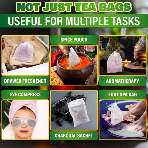 Miniatura 9 de 400 bolsas de té desechables para té de hojas sueltas, bolsas de té reutilizables de 3.62 x 2.76 pulgadas hechas de material no tejido sin