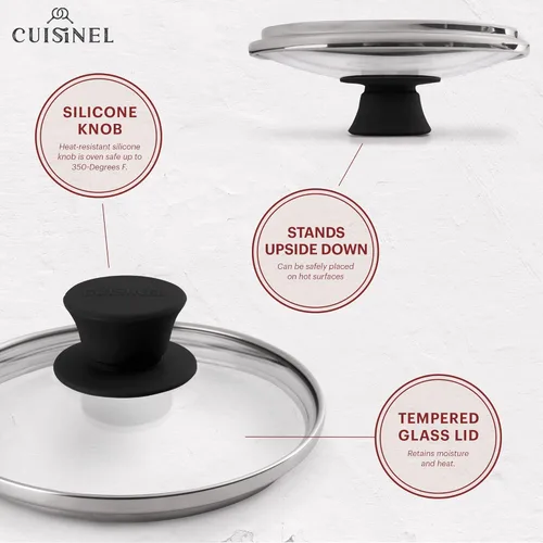 Miniatura 3 de Cuisinel Tapa de cristal – 6 pulgadas – Compatible con Lodge – Funda de repuesto templada totalmente montada – Apto para horno para sartenes – Para