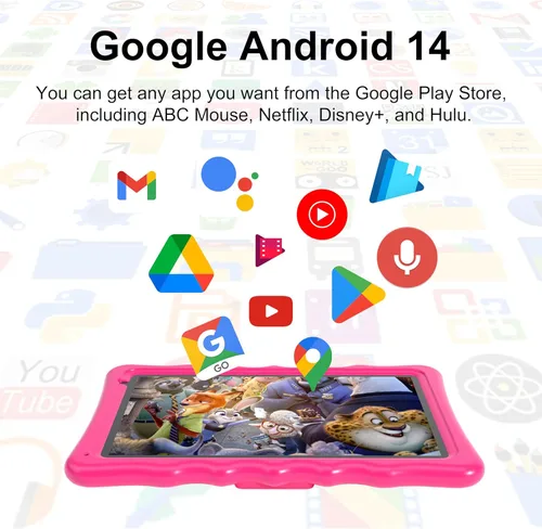 Miniatura 5 de BYYBUO Tablet para niños, tablet de 10.1 pulgadas Android 13 para niños, 2 GB RAM 64 GB ROM 5000 mAh batería, tabletas para niños pequeños