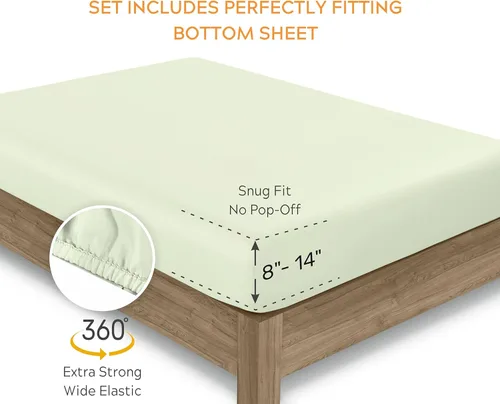 Miniatura 6 de Sleep Mantra juego de sábanas Premium de 100% algodón orgánico para cama Twin XL - tejido de percal suave y refrescante - juego de ropa de cama de 4