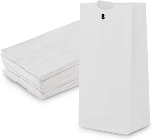 Miniatura 8 de MT Products Bolsas de papel kraft de 8 libras. Bolsas de almuerzo de papel desechables perfectas para ir de compras - Paquete de 100
