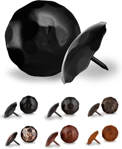 Paquete de 25 clavos decorativos grandes de cabeza redonda de 2 pulgadas, color negro, sujetadores redondos rústicos hechos a mano para persianas de