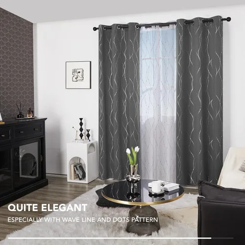 Miniatura 5 de Deconovo Cortinas blackout de ventana para dormitorio, 84 pulgadas de largo, con aislamiento térmico (42 x 84 pulgadas, gris, 2 paneles)