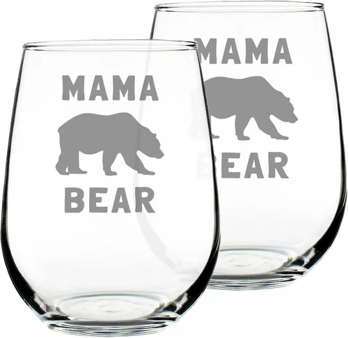 Miniatura 5 de Copa de vino sin tallo Mama Bear: divertidas ideas de regalo para mamá para el día de la madre o cumpleaños, vasos grandes de 17 onzas